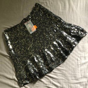 ZARA Grey Sequin Mini Skirt - NWT